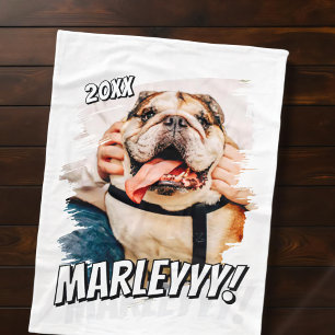 Moderne Comic Simple Grunge Custom Pet Photo Fleece Deken