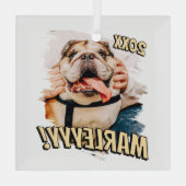 Moderne Comic Simple Grunge Custom Pet Photo Glas Ornament (Achterkant)