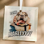 Moderne Comic Simple Grunge Custom Pet Photo Glas Ornament