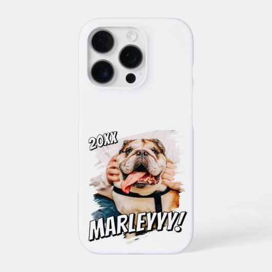 Moderne Comic Simple Grunge Custom Pet Photo iPhone Hoesje (Achterkant)