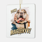 Moderne Comic Simple Grunge Custom Pet Photo Keramisch Ornament (Links)