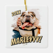 Moderne Comic Simple Grunge Custom Pet Photo Keramisch Ornament (Voorkant)