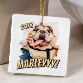 Moderne Comic Simple Grunge Custom Pet Photo Keramisch Ornament