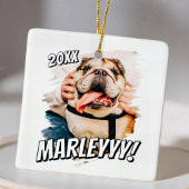 Moderne Comic Simple Grunge Custom Pet Photo Keramisch Ornament
