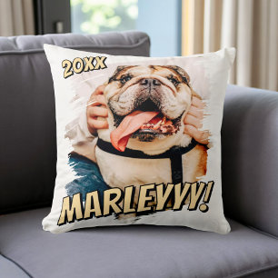 Moderne Comic Simple Grunge Custom Pet Photo Kussen