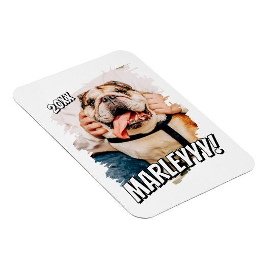 Moderne Comic Simple Grunge Custom Pet Photo Magneet (Rechterzijde)