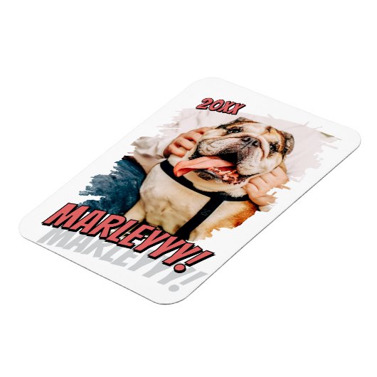 Moderne Comic Simple Grunge Custom Pet Photo Magneet (Linkerzijde)