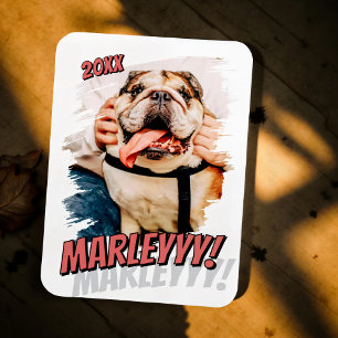 Moderne Comic Simple Grunge Custom Pet Photo Magneet