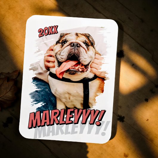 Moderne Comic Simple Grunge Custom Pet Photo Magneet