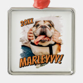 Moderne Comic Simple Grunge Custom Pet Photo Metalen Ornament (Voorkant)