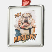 Moderne Comic Simple Grunge Custom Pet Photo Metalen Ornament (Links)