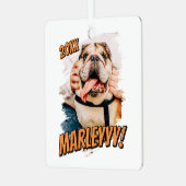 Moderne Comic Simple Grunge Custom Pet Photo Metalen Ornament (Voorkant links)