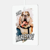 Moderne Comic Simple Grunge Custom Pet Photo Metalen Ornament (Voorkant links)