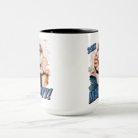 Moderne Comic Simple Grunge Custom Pet Photo Mok (Midden)