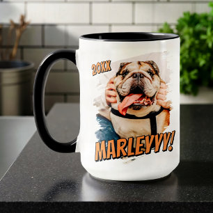 Moderne Comic Simple Grunge Custom Pet Photo Mok