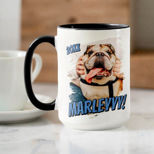 Moderne Comic Simple Grunge Custom Pet Photo Mok