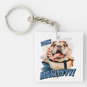 Moderne Comic Simple Grunge Custom Pet Photo Sleutelhanger
