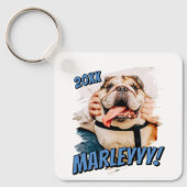 Moderne Comic Simple Grunge Custom Pet Photo Sleutelhanger (Voorkant)