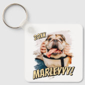 Moderne Comic Simple Grunge Custom Pet Photo Sleutelhanger (Voorkant)