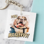 Moderne Comic Simple Grunge Custom Pet Photo Sleutelhanger<br><div class="desc">Dit eenvoudige en klassieke ontwerp is samengesteld uit serif typografie en voegt een douanefoto van uw huisdier toe.</div>