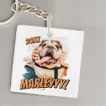 Moderne Comic Simple Grunge Custom Pet Photo Sleutelhanger<br><div class="desc">Dit eenvoudige en klassieke ontwerp is samengesteld uit serif typografie en voegt een douanefoto van uw huisdier toe.</div>