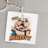Moderne Comic Simple Grunge Custom Pet Photo Sleutelhanger