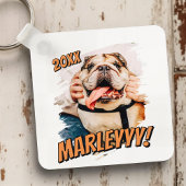 Moderne Comic Simple Grunge Custom Pet Photo Sleutelhanger