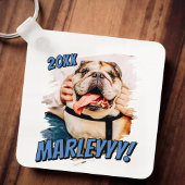 Moderne Comic Simple Grunge Custom Pet Photo Sleutelhanger