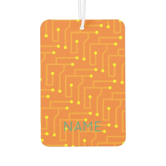 Moderne Computer Circuit Board oranje gele NAAM Luchtverfrisser (Achterkant)