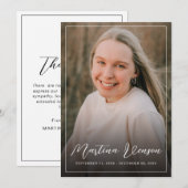 Moderne condoleancesympathie begrafenisfoto bedankkaart (Voorkant / Achterkant)