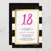 Moderne Confetti | 18e uitnodiging van de Birthday (Voorkant / Achterkant)