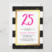 Moderne Confetti | 25e uitnodiging van de Birthday (Voorkant)