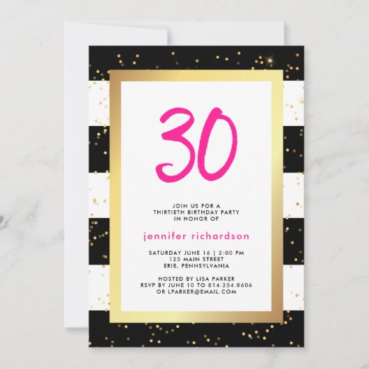 Moderne Confetti | 30e uitnodiging van de Birthday (Voorkant)