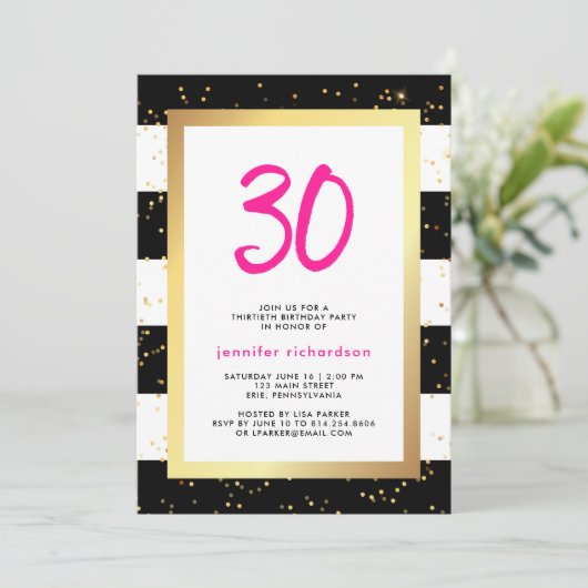 Moderne Confetti | 30e uitnodiging van de Birthday (Staand voorkant)