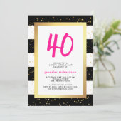 Moderne Confetti | 40e uitnodiging van de Birthday (Staand voorkant)