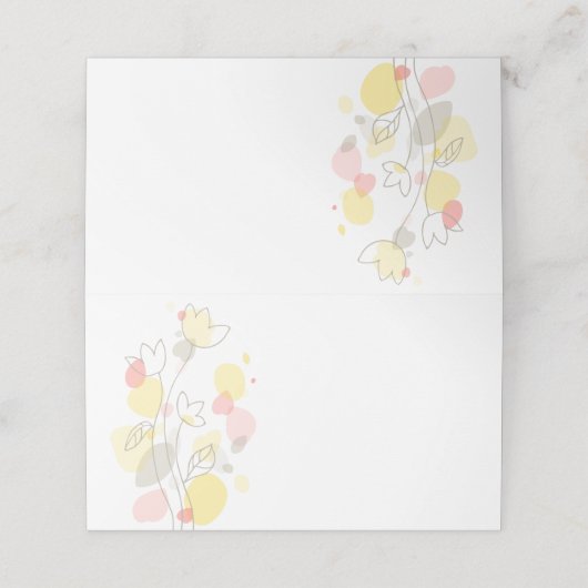 Moderne confetti bloem bruiloft gast plaats kaarte plaatskaartje (Buitenkant ongevouwen)