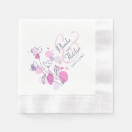 Moderne confetti bloem naam datum servetten voor d