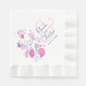 Moderne confetti bloem naam datum servetten voor d (Voorkant)