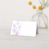 Moderne confetti bloem paarse trouwplaats kaarten plaatskaartje (Achterkant)