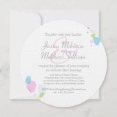 Moderne confetti bloemblaadje ronde bruiloft uitno kaart (Achterkant)