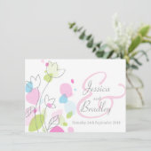 Moderne confetti bloemblaadjes bruiloft uitnodigen kaart (Staand voorkant)