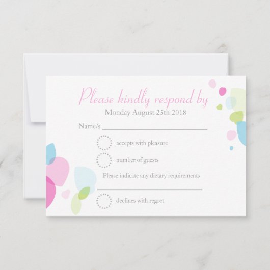 Moderne confetti bloemblaadjes formele bruiloft RS RSVP Kaartje (Achterkant)