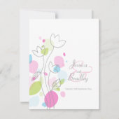 Moderne confetti bloemblaadjes kleurrijke bruiloft kaart (Voorkant)