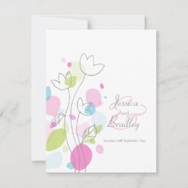 Moderne confetti bloemblaadjes kleurrijke bruiloft kaart