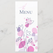 Moderne confetti bloemblaadjes roze blauw 4 gangen menu (Voorkant)