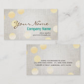 Moderne Confetti Gold Polka Dot Circle Linen Textu Visitekaartje (Voorkant / Achterkant)