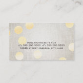 Moderne Confetti Gold Polka Dot Circle Linen Textu Visitekaartje (Achterkant)