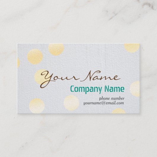 Moderne Confetti Gold Polka-puntenpapier Visitekaartje (Voorkant)