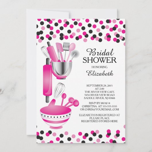 Moderne Confetti Kitchen Bridal Shower-uitnodiging Kaart (Voorkant)