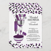 Moderne Confetti Kitchen Bridal Shower-uitnodiging Kaart (Voorkant / Achterkant)